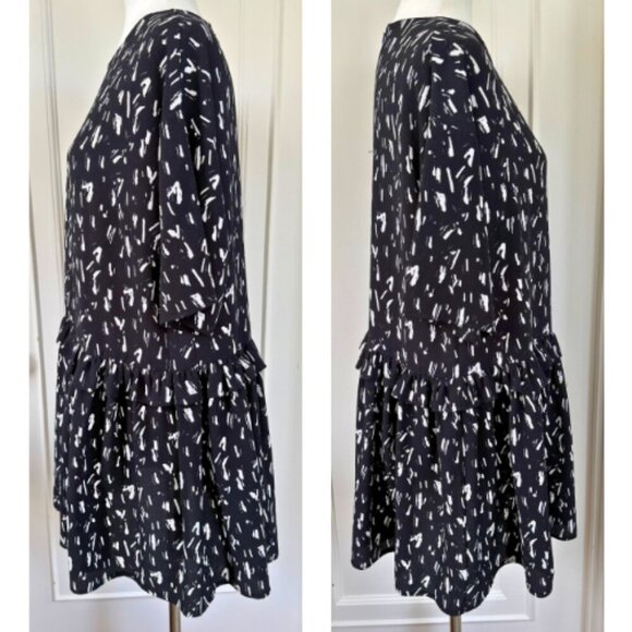ASOS Mini Smock Dress Black White Abstract Print Size 6 - Picture 7 of 15